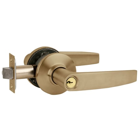 Schlage Grade 2 Tubular Lock, Entrance/Office Function, Key in Lever Cylinder, Jupiter Lever, Antique Brass S51PD JUP 609
